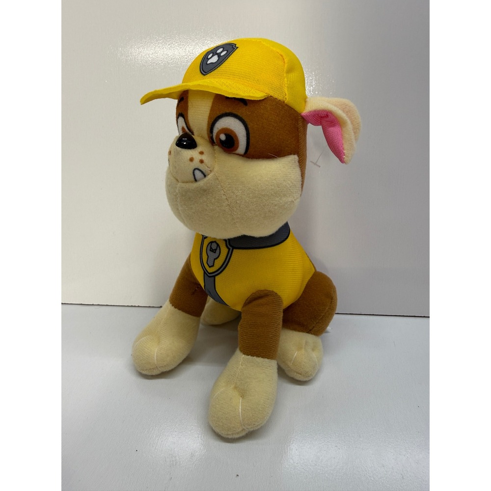 Paw Patrol Rubble Plush Stuffed Animal Toy Yellow Hat 2021 Spin Master Nanco 8"